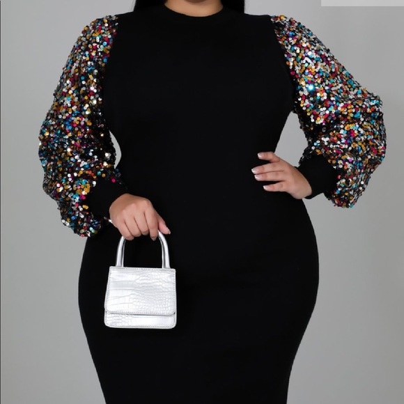 NEW‼️Plus Puffed Sleeve Midi Dress - Picture 2 of 5